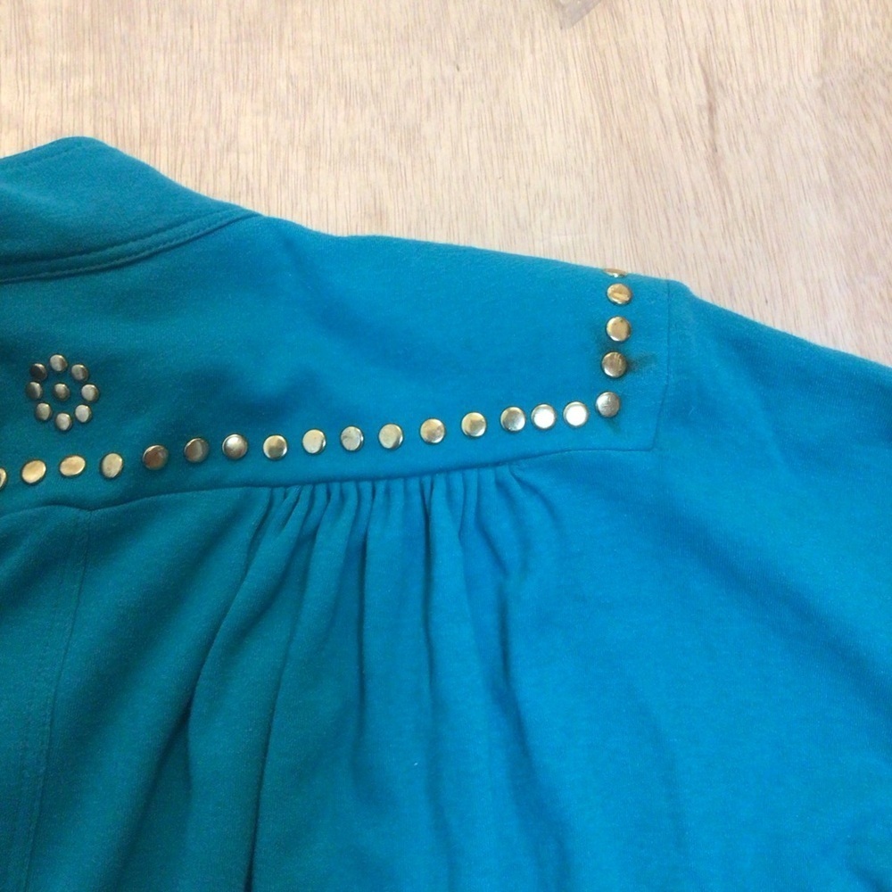 Vintage Ralph Teal Studded Jacket Western Glam Shoulder Pads Women’s Size L 80s - Picture 8 of 8